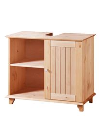 Waschbeckenunterschrank Welltime "Venezia Landhaus", beige (natur), B:63cm H:55cm T:33cm, Massivholz, Schr&auml;nke, Waschbeckenunterschrank, Badm&ouml;bel aus Massivholz, Breite 63 cm (ohne Stauraumkisten)