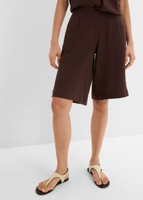 Dra p&aring;-shorts i mjuk muslin - brun - storlek 44 - bonprix