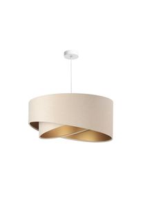 H&auml;ngeleuchte, Beige, Goldfarben, Kunststoff, Textil, Metall, oval, 93 cm, Handmade in Europe, Europ&auml;ischer Sicherheitsstandard, Schutzklasse II (Schutzisoliert), Lampen & Leuchten, Innenbeleuchtung, H&auml;ngeleuchten, Pendelleuchten