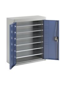 Mauser Magazijnkast, zonder magazijnbakken, h x b x d = 820 x 680 x 280 mm, tweekleurig, kastframe grijs, deuren blauw