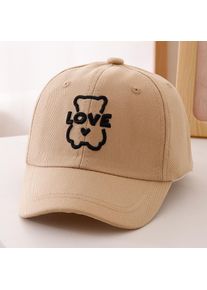 Simple and cute hollow-profile teddy bear heart-shaped LOVE embroidered baseball cap for kids, suitable for daily outings.