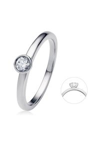 Diamantring ONE ELEMENT "0.2 ct Diamant Brillant Zarge Ring aus 585 Wei&szlig;gold" Gr. 59, silber, Fingerringe, Damen, 59,mit Brillant, Wei&szlig;gold 585, Diamantring