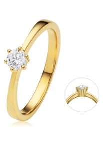 Diamantring ONE ELEMENT "0.2 ct Diamant Brillant Ring aus 585 Gelbgold" Gr. 52, gold, Fingerringe, Damen, 52,mit Brillant, Gelbgold 585, Diamantring