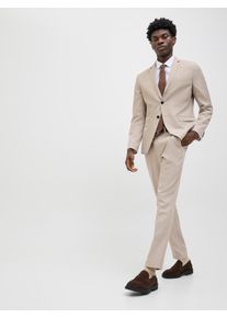 Jack & Jones Anzug JACK & JONES "JPRCOSTA SUIT", Herren, Gr. 46, N-Gr, beige (pure cashmere), Web, Obermaterial: 100% Polyester, unifarben, sehr schmal, Anz&uuml;ge Anzug, aus Polyester, sehr schmale Passform, mit Reverskragen, Langarm-Sakko