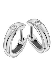 Paar Creolen ONE ELEMENT "0,10 ct Diamant Brillant Ohrringe Creolen aus 585 Wei&szlig;gold", silber, Ohrringe, Damen, Wei&szlig;gold 585, Paar Creolen