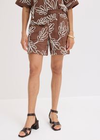 Shorts aus reiner Baumwolle mit Stickerei, braun, Gr&ouml;&szlig;e 46, mit Baumwolle, bonprix