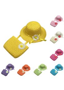 Fashionable Girl's Straw Hat Kids Sun-Protective Princess Hat Children Summer Sunscreen Hat With Portable Storage Bag