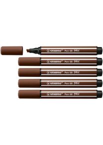Stabilo Pen 68 MAX - Fibre-tip Pen with Thick Chisel Tip - Brown