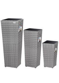 Casaria Polyrattan Blumentopf 3er-Set Grau