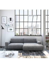 Ecksofa Musterring "LUCIA zeitlos, bequem, sch&ouml;ne Detailverarbeitung Breite 296cm, L-Form", grau (stone samt), B:296cm H:81cm T:190cm, Flachgewebe VALMONT (60% Baumwolle/40% Leinen);Leder PURO, pigmentiertes Leder;Microfaser CRONA (100% Polyester);Flachgewebe FLORIS (100% Polyester);Leder BAX, pigmentiertes Leder, Sofas, Ecksofa