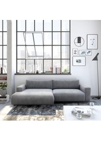 Ecksofa Musterring "LUCIA zeitlos, bequem, sch&ouml;ne Detailverarbeitung Breite 296cm, L-Form", grau (stone samt), B:296cm H:81cm T:190cm, Flachgewebe VALMONT (60% Baumwolle/40% Leinen);Leder PURO, pigmentiertes Leder;Microfaser CRONA (100% Polyester);Flachgewebe FLORIS (100% Polyester);Leder BAX, pigmentiertes Leder, Sofas, Ecksofa