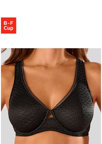Minimizer-BH Nuance, Damen, Gr. 95, Cup C, schwarz, Microtouch, Obermaterial: 82% Polyamid, 14% Elasthan, 4% Baumwolle, BHs Minimizer-BH, mit B&uuml;gel aus feiner, graphischer Spitze &ndash; ideal f&uuml;r gro&szlig;e Gr&ouml;&szlig;en
