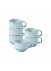 Espressotasse "Espressotassen Perlemor Aqua 60 ml 6er Set blau", blau, B:6,5cm H:4,5cm, Porzellan, LIKE. BY VILLEROY & BOCH, Trinkgef&auml;&szlig;e, Espressotasse, Sp&uuml;lmaschinengeeignet, Mikrowellengeeignet
