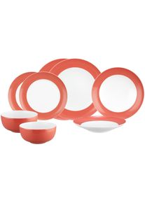 Geschirr-Set Seltmann Weiden "Einsteiger-Set Liberty Pure Colors 8er Set", rot (flamingo rot), 8, Porzellan, Geschirr-Sets, Geschirr-Set, Sp&uuml;lmaschinenfest, Mikrowellensicher, Ofenfest