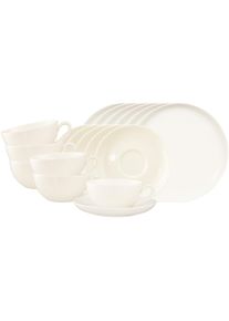 Geschirr-Set Seltmann Weiden "Tee-Set Savona Fine Diamond 18er Set creme", beige (creme), 18, Porzellan, Geschirr-Sets, Geschirr-Set, Sp&uuml;lmaschinenfest, Mikrowellensicher, Ofenfest