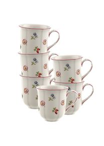 Villeroy & Boch Becher VILLEROY & BOCH "Henkelbecher Petite Fleur 300 ml 6er Set wei&szlig;", wei&szlig;, B:8,8cm H:9cm &Oslash;:8,8cm, Porzellan, Trinkgef&auml;&szlig;e, Becher, Sp&uuml;lmaschinengeeignet, Mikrowellengeeignet