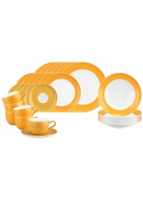 Geschirr-Set Seltmann Weiden "Kombiservice Liberty Pure Colors 30er Set", orange (mango orange), 30, Porzellan, Geschirr-Sets, Geschirr-Set, Sp&uuml;lmaschinenfest, Mikrowellensicher, Ofenfest