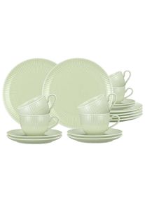 Geschirr-Set Seltmann Weiden "Kaffeeservice Amina 18er Set", gr&uuml;n (seladon), 18, Porzellan, Geschirr-Sets, Geschirr-Set, Sp&uuml;lmaschinenfest, Mikrowellensicher, Ofenfest