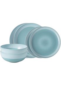 Geschirr-Set "Basic-Set Perlemor Aqua 6er Set blau", blau, 6, Porzellan, LIKE. BY VILLEROY & BOCH, Geschirr-Sets, Geschirr-Set, Sp&uuml;lmaschinengeeignet, Mikrowellengeeignet