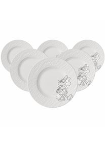 Villeroy & Boch Fr&uuml;hst&uuml;cksteller VILLEROY & BOCH "Fr&uuml;hst&uuml;cks-/Dessertteller Manufacture Rock blanc Mickey Mouse &oslash; 21,7 cm 6er Set wei&szlig;", wei&szlig;, B:21,7cm H:2,1cm L:21,7cm T:21,7cm &Oslash;:21,7cm, Speiseteller, Fr&uuml;hst&uuml;cksteller, Sp&uuml;lmaschinenfest, Mikrowellensicher