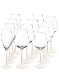 Villeroy & Boch Gl&auml;ser-Set VILLEROY & BOCH "Wein- und Sektgl&auml;ser Set Manufacture Rock Blanc 12er Set wei&szlig;-transparent", bunt (wei&szlig;, transparent), B:2cm H:2cm, Kristallglas, Trinkgef&auml;&szlig;e, Gl&auml;ser-Set, Handw&auml;sche wird empfohlen