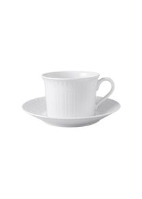 Villeroy & Boch Tasse VILLEROY & BOCH "Cappuccino Tasse mit Untertasse Cellini 350 ml 2er Set wei&szlig;", wei&szlig;, B:2cm H:2cm &Oslash;:18cm, Porzellan, Trinkgef&auml;&szlig;e, Tasse, Sp&uuml;lmaschinengeeignet, Mikrowellenfest