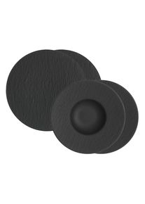 Villeroy & Boch Pastateller VILLEROY & BOCH "Pasta-Set Manufacture Rock schwarz", schwarz, B:2cm H:2cm L:2cm T:2cm &Oslash;:0,01cm, Speiseteller, Pastateller, Sp&uuml;lmaschinengeeignet, Mikrowellenfest