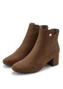 Stiefelette Lascana "Sommerstiefelette", Damen, Gr. 38, braun, Obermaterial: 100% Textilmaterial. Decksohle: 100% Textilmaterial. Futter: 100% Textilmaterial. Laufsohle: 100% Synthetik, unifarben, Basic,festlich, Schuhe Stiefelette, mit bequemen Blockabsatz, Ankle Boots, Stiefel VEGAN