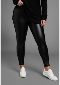 Lederimitathose LAURA SCOTT CURVE "Gro&szlig;e Gr&ouml;&szlig;en", Damen, Gr. 48, N-Gr, schwarz, Jersey, Obermaterial: 95% Polyester, 5% Elasthan, unifarben, Basic, skinny fit lang, Hosen Lederimitathose, aus elastischer Ware