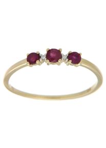 Fingerring Firetti "Schmuck Geschenk Gold 333 Damenring Goldring Edelstein Farbstein Rubin" Gr. 17, bunt (gelbgoldfarben, wei&szlig;goldfarben, rot), Fingerringe, Damen, 17, 0,01 P2 = erkennbare Einschl&uuml;sse, Diamanten Gelbgold 333, 1,5mm, Diamanten, Gelbgold 333, Fingerring, mit Rubin - mit Brillanten