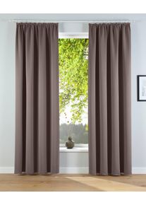 Verdunkelungsvorhang OTTO HOME "Solana, Gardinen mit Kr&auml;uselband, Vorh&auml;nge, Wohnzimmer, modern" Gr. 2, grau (kitt), B:140cm H:175cm, Polyester, Gardinen, Verdunkelungsvorhang, 2er-Set Verdunklungsvorhang mit Thermofunktion, Bestseller, einfarbig