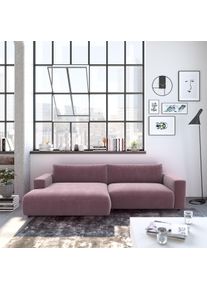 Ecksofa Musterring "LUCIA zeitlos, bequem, sch&ouml;ne Detailverarbeitung Breite 296cm, L-Form", rosa (rosewood samt), B:296cm H:81cm T:190cm, Flachgewebe VALMONT (60% Baumwolle/40% Leinen);Leder PURO, pigmentiertes Leder;Microfaser CRONA (100% Polyester);Flachgewebe FLORIS (100% Polyester);Leder BAX, pigmentiertes Leder, Sofas, Ecksofa