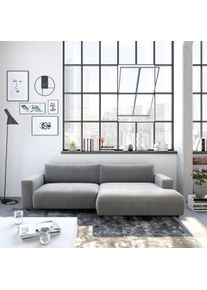 Ecksofa Musterring "LUCIA zeitlos, bequem, sch&ouml;ne Detailverarbeitung Breite 296cm, L-Form", silber (silber samt), B:296cm H:81cm T:190cm, Flachgewebe VALMONT (60% Baumwolle/40% Leinen);Leder PURO, pigmentiertes Leder;Microfaser CRONA (100% Polyester);Flachgewebe FLORIS (100% Polyester);Leder BAX, pigmentiertes Leder, Sofas, Ecksofa