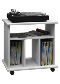 Wohnzimmertisch Vcm "Holz Schallplatten LP Regal Rollen Retal", wei&szlig;, B:60cm T:45cm, Regale, Wohnzimmertisch