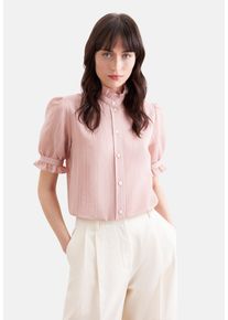 R&uuml;schenbluse Seidensticker, Damen, Gr. XL (42), rosa, 42% Baumwolle, 29% Lyocell, 21% Polyester, 8% Viskose, gestreift, regular fit, Blusen R&uuml;schenbluse, 1/1 Stehkragen Gestreift