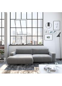 Ecksofa Musterring "LUCIA zeitlos, bequem, sch&ouml;ne Detailverarbeitung Breite 296cm, L-Form", silber (silber samt), B:296cm H:81cm T:190cm, Flachgewebe VALMONT (60% Baumwolle/40% Leinen);Leder PURO, pigmentiertes Leder;Microfaser CRONA (100% Polyester);Flachgewebe FLORIS (100% Polyester);Leder BAX, pigmentiertes Leder, Sofas, Ecksofa