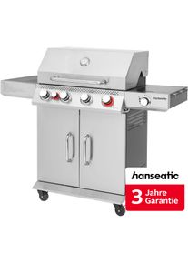 Gasgrill Hanseatic "Memphis, 3 x Hauptbrenner, Infrarot-Heck-, Turbo- und Seitenbrenner", silber (schwarz, silber), B:133cm H:113,6cm T:61cm, Grills, Gasgrill, inkl. 3 Jahre Herstellergarantie