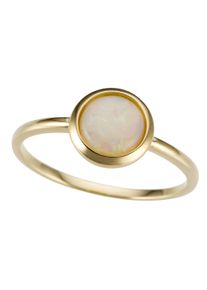 Goldring Firetti "Schmuck Geschenk Gold 333 Damenring Goldring Edelstein Farbstein Opal" Gr. 18, gold (gelbgoldfarben, wei&szlig;), Fingerringe, Damen, 18, Gelbgold 333, 1mm, Goldring, mit Opal