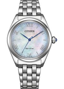 Solaruhr Citizen, silber (silberfarben, perlmuttfarben), Armbanduhren, Damen, Solaruhr, Armbanduhr, Damenuhr, Edelstahlarmband, analog