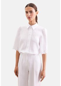 Klassische Bluse Seidensticker, Damen, Gr. 3XL (46), wei&szlig;, 100% Leinen, unifarben, regular fit, ohne Ausschnitt, Blusen Klassische Bluse, Tunika Uni