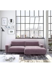 Ecksofa Musterring "LUCIA zeitlos, bequem, sch&ouml;ne Detailverarbeitung Breite 296cm, L-Form", rosa (rosewood samt), B:296cm H:81cm T:190cm, Flachgewebe VALMONT (60% Baumwolle/40% Leinen);Leder PURO, pigmentiertes Leder;Microfaser CRONA (100% Polyester);Flachgewebe FLORIS (100% Polyester);Leder BAX, pigmentiertes Leder, Sofas, Ecksofa