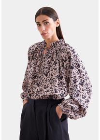 R&uuml;schenbluse Seidensticker, Damen, Gr. 3XL (46), rosa, 100% Viskose, gemustert, regular fit, Blusen R&uuml;schenbluse, 1/1 Stehkragen Druck