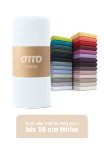 Spannbettlaken OTTO HOME "PHYSALIS in BASIC und PREMIUM Qualit&auml;t, 100% Baumwolle", wei&szlig;, B:90cm L:200cm, Jersey (110 g/m&sup2;), Obermaterial: 100% Baumwolle, Bettlaken, Spannbettlaken, f&uuml;r Matratzen bis 18 cm H&ouml;he, Bettlaken, Spannbetttuch, pflegeleicht