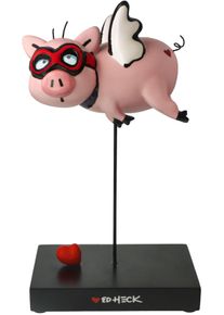 Sammelfigur Goebel "Figur Ed Eck- When Pigs Fly", rosa (bunt), B:9,5cm H:29cm T:17cm, Porzellan, Dekofiguren, Sammelfigur