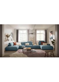 Wohnlandschaft Musterring "Lucia U-Form", blau (petrol), B:504cm H:81cm T:204cm, Sofas, Wohnlandschaft, Cord-Bezug, inklusive Kopfst&uuml;tze, Gesamtbreite 524 cm