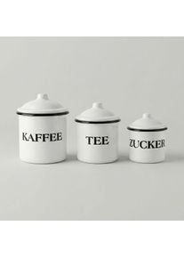 K&uuml;chenorganizer-Set AMBIENTE HAUS "Emailliert - Tee, Kaffee, Zucker", wei&szlig;, B:13cm H:16cm L:13cm T:13cm &Oslash;:13cm, Emaille, K&uuml;chenhelfer-Sets, K&uuml;chenorganizer-Set