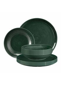 Geschirr-Set Seltmann Weiden "Tafelservice Terra 12er Set", gr&uuml;n (moosgr&uuml;n), 12, Porzellan, Geschirr-Sets, Geschirr-Set, Sp&uuml;lmaschinenfest, Mikrowellensicher, Ofenfest