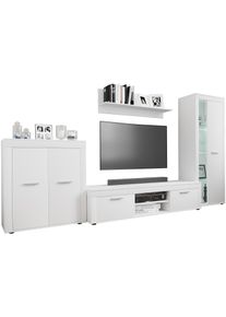 Wohnzimmertisch Vcm "4 tlg Schrankwand M&ouml;bel Set Wohnwand Usilo XL", wei&szlig;, B:300cm T:37cm, Kastenm&ouml;bel-Sets, Wohnzimmertisch