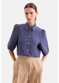 Klassische Bluse Seidensticker, Damen, Gr. XL (42), blau, 100% Leinen, unifarben, regular fit, ohne Ausschnitt, Blusen Klassische Bluse, Tunika Uni