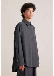 Hemdbluse Seidensticker, Damen, Gr. M (38), grau, 39% Wolle, 33% Polyester, 14% Viskose, 13% Polyamid, 1% Elasthan, unifarben, oversize, Blusen Hemdbluse, 1/1 Uni